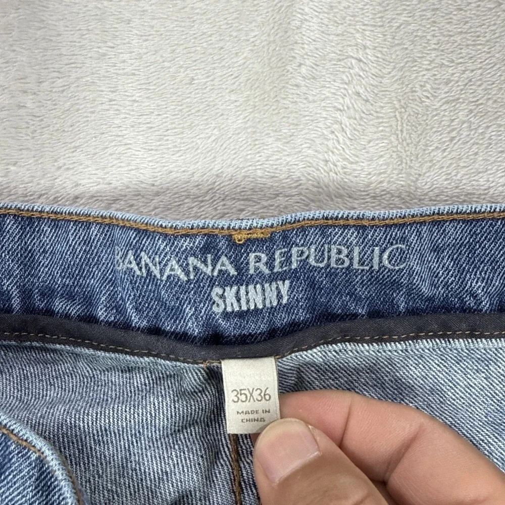 Banana Republic Skinny Jeans Distressed Men's Size 35X36 Med Wash Button Fly